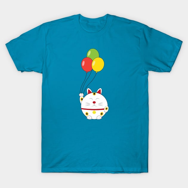 Fat Cat with Balloons T-Shirt by QueenieLamb